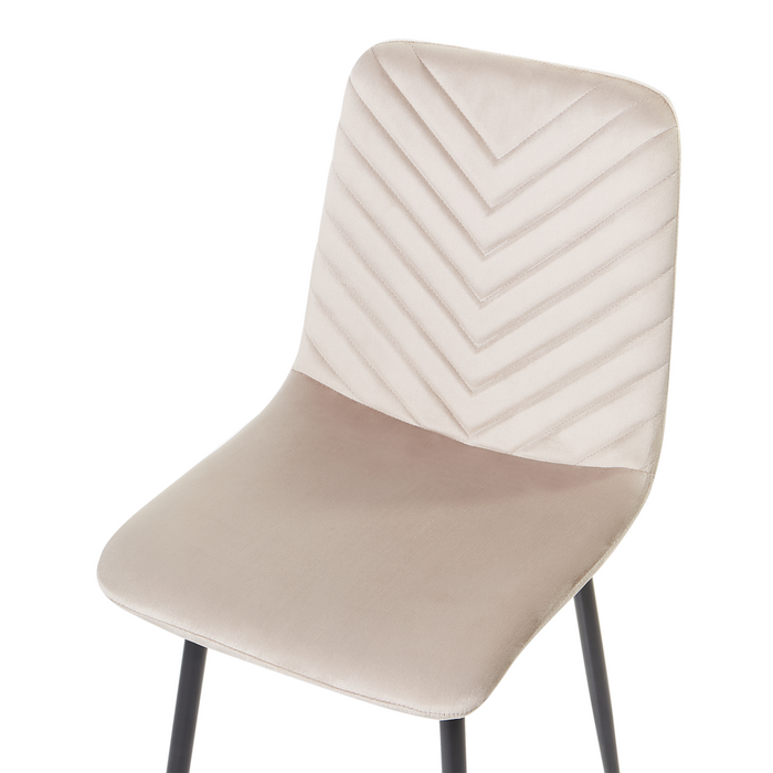 Set di 4 sedie da pranzo in velluto beige gambe in ferro gambe stile elegante