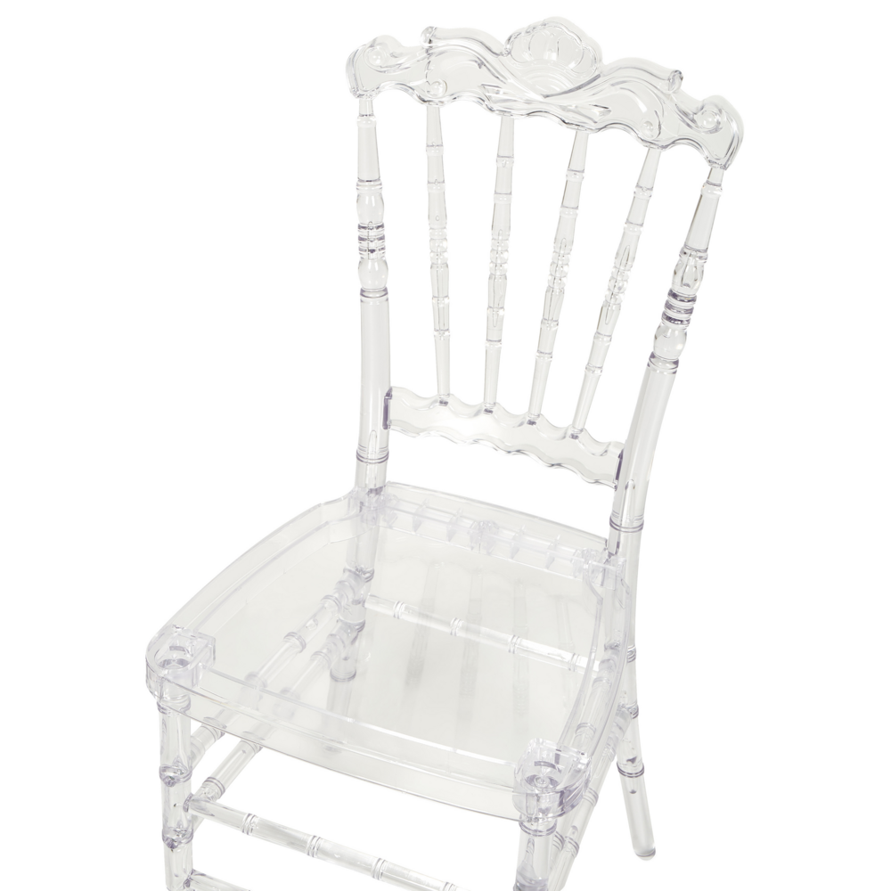 Set di 2 sedie da pranzo in plastica trasparente stile vintage banchetto