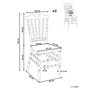 Set di 2 sedie da pranzo in plastica trasparente stile vintage banchetto