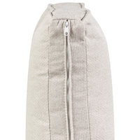 Divano in tessuto beige 3 posti con braccioli e gambe in legno stile moderno