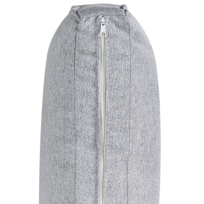 Divano in tessuto grigio 3 posti con braccioli e gambe in legno stile moderno