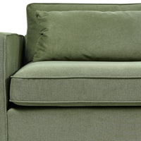 Divano in tessuto verde 3 posti con braccioli e gambe in legno stile moderno