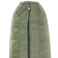 Divano in tessuto verde 3 posti con braccioli e gambe in legno stile moderno