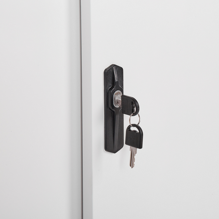 Armadietto con 2 ante e scaffale aperto con chiusura a chiave bianco ufficio di casa stile moderno