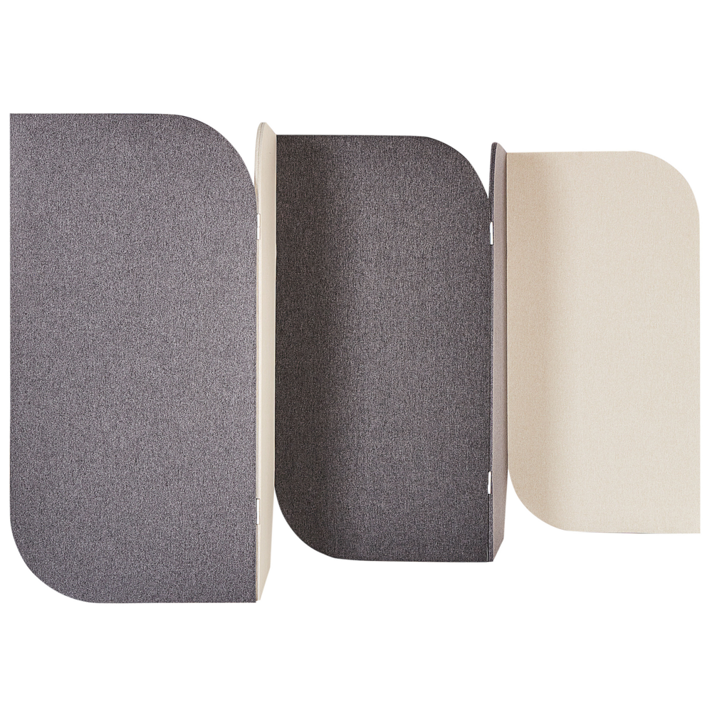 Pannello acustico decorativo moderno pieghevole a 5 pannelli con struttura in acciaio poliestere grigio e beige stile moderno ufficio