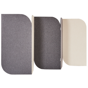 Pannello acustico decorativo moderno pieghevole a 5 pannelli con struttura in acciaio poliestere grigio e beige stile moderno ufficio