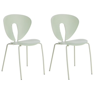 Set di 2 sedie da pranzo impilabili con sedile in plastica senza braccioli verde stile moderno
