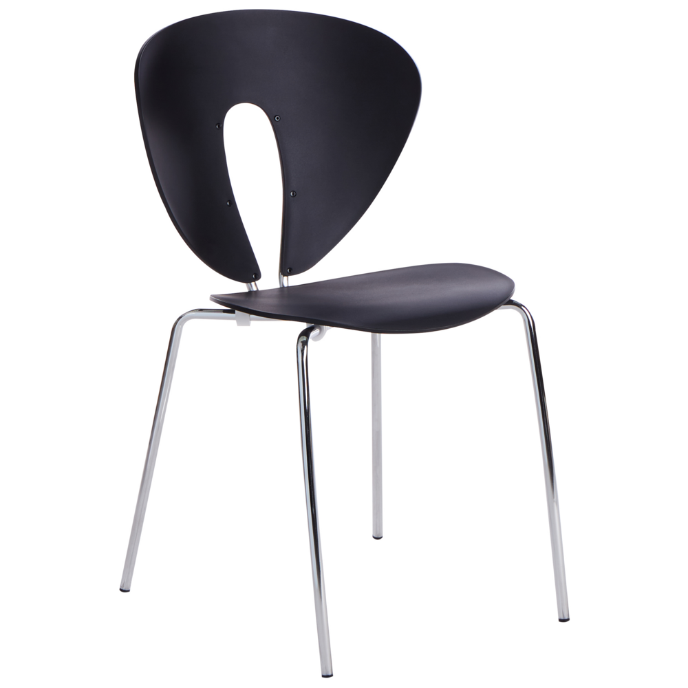 Set di 2 sedie da pranzo impilabili con sedile in plastica senza braccioli nero stile moderno