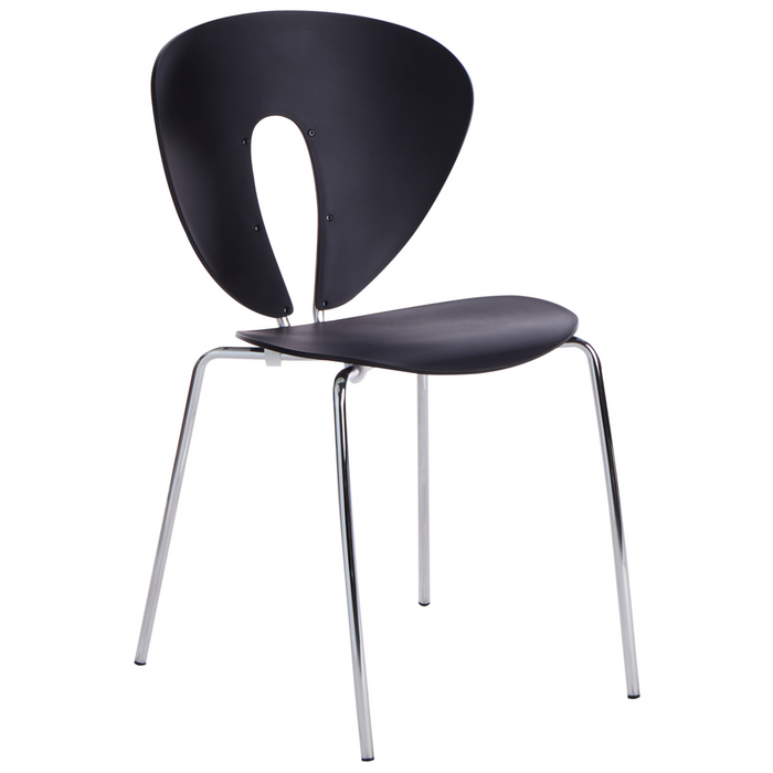 Set di 2 sedie da pranzo impilabili con sedile in plastica senza braccioli nero stile moderno