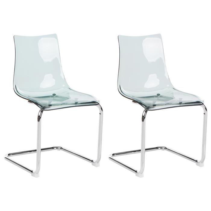 Set di 2 sedie da pranzo con seduta in plastica nero trasparente a sbalzo stile moderno