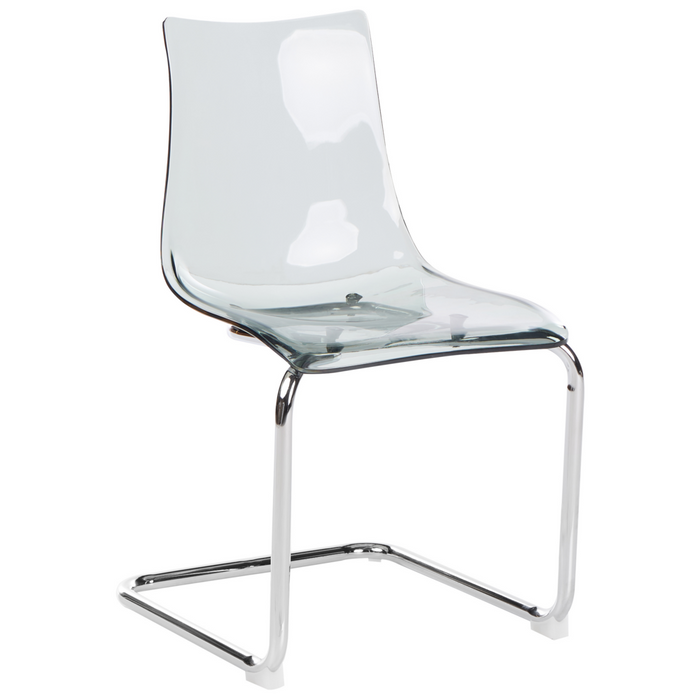 Set di 2 sedie da pranzo con seduta in plastica nero trasparente a sbalzo stile moderno