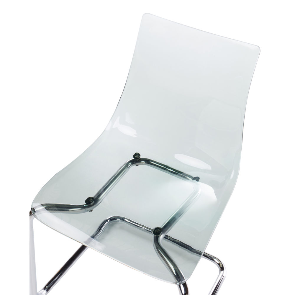 Set di 2 sedie da pranzo con seduta in plastica nero trasparente a sbalzo stile moderno