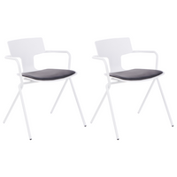 Set di 2 sedie da pranzo in plastica nera con cuscino nero stile moderno