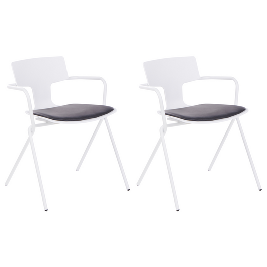 Set di 2 sedie da pranzo in plastica nera con cuscino nero stile moderno