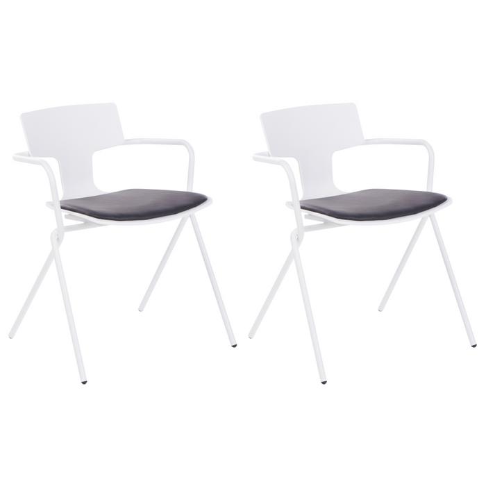 Set di 2 sedie da pranzo in plastica nera con cuscino nero stile moderno