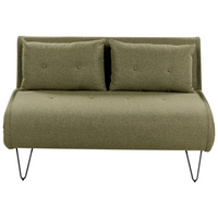 Divano letto 2 posti glamour con cuscini tessuto verde oliva Sfoderabile senza braccioli