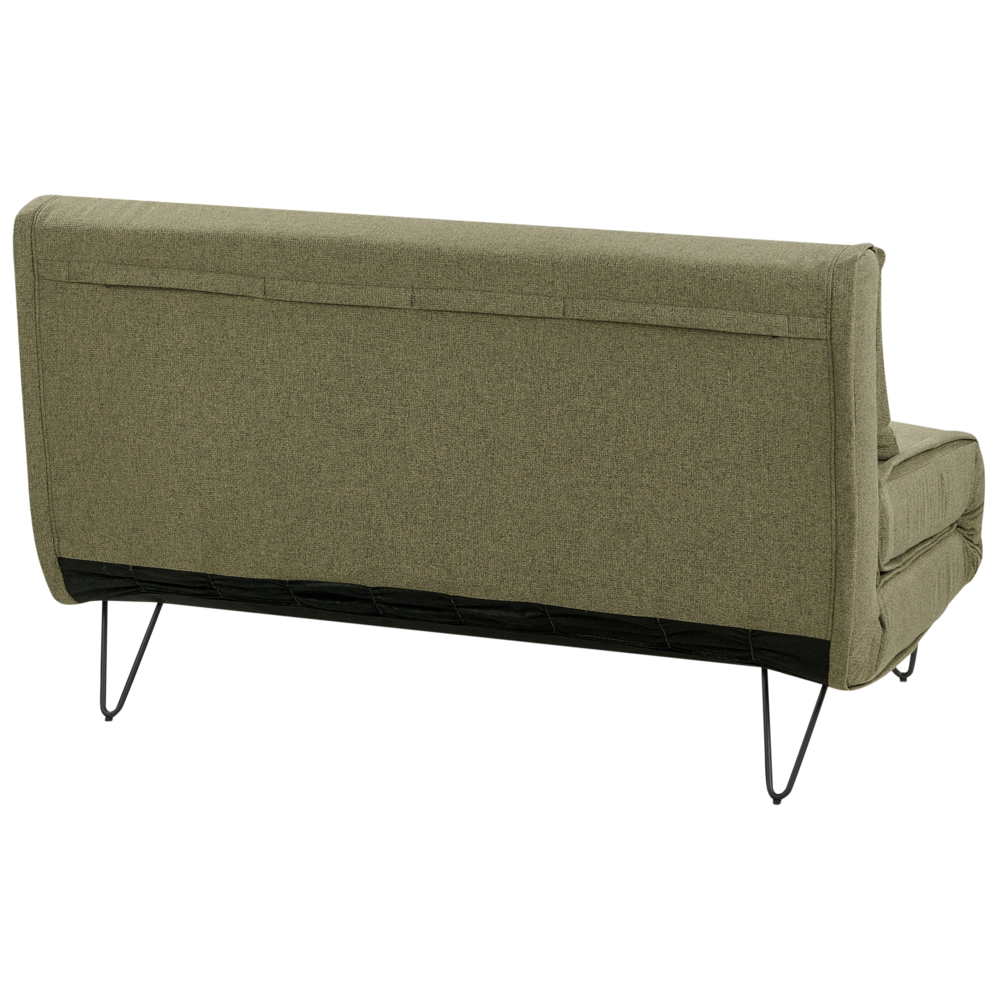 Divano letto 2 posti glamour con cuscini tessuto verde oliva Sfoderabile senza braccioli