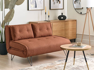 Divano letto 2 posti glamour con cuscini in tessuto arancione senza braccioli Glamour