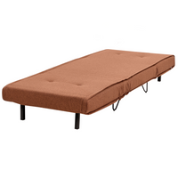 Divano letto singolo a 1 posto con cuscino in tessuto arancione senza braccioli con cuscino gambe in metallo glamour