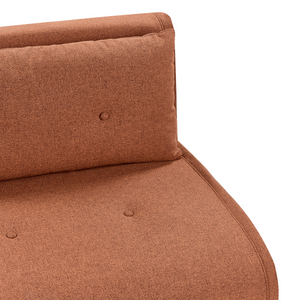 Divano letto singolo a 1 posto con cuscino in tessuto arancione senza braccioli con cuscino gambe in metallo glamour