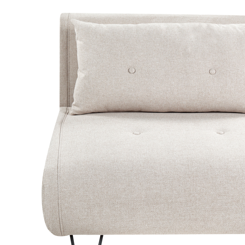 Divano letto 2 posti glamour con cuscini in tessuto beige chiaro senza braccioli Glamour