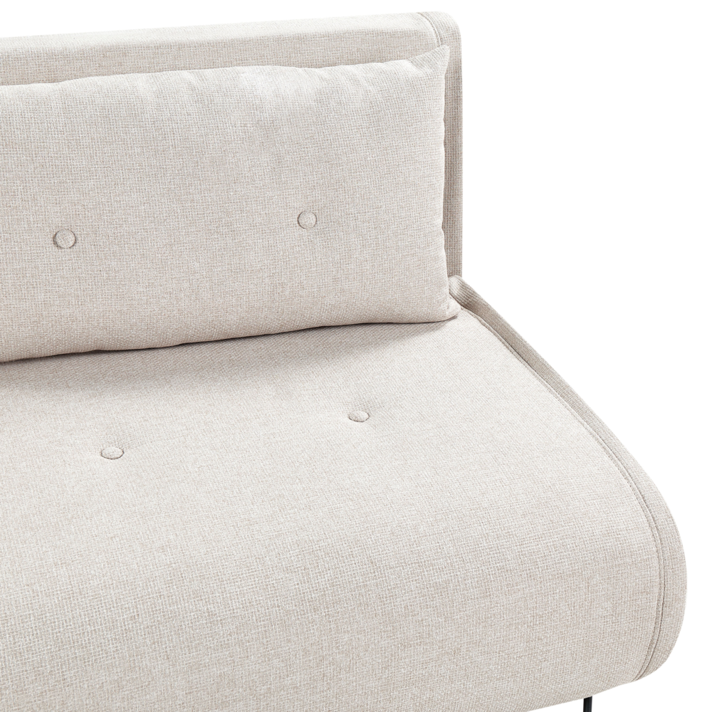 Divano letto 2 posti glamour con cuscini in tessuto beige chiaro senza braccioli Glamour