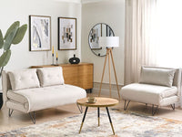 Set da salotto 3 posti con cuscini in tessuto beige chiaro con cuscini stile moderno