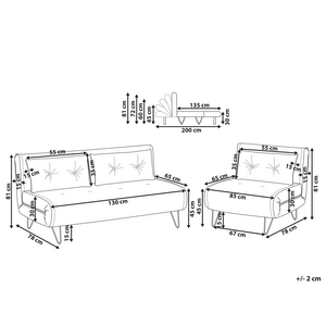 Set da salotto 3 posti con cuscini in tessuto beige chiaro con cuscini stile moderno