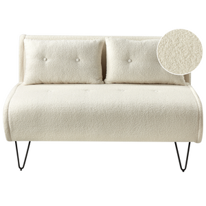 Divano letto 2 posti glamour con cuscini in tessuto bouclè beige chiaro senza braccioli Glamour