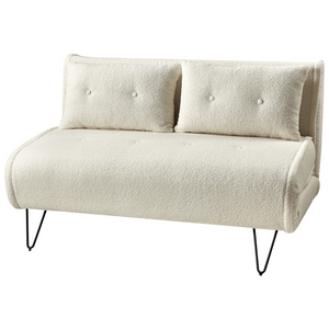 Divano letto 2 posti glamour con cuscini in tessuto bouclè beige chiaro senza braccioli Glamour