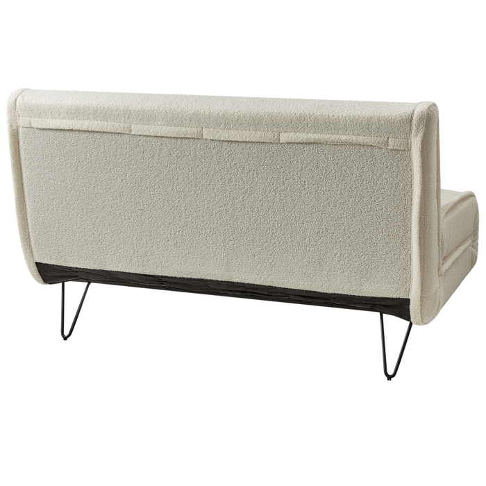Divano letto 2 posti glamour con cuscini in tessuto bouclè beige chiaro senza braccioli Glamour