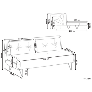 Divano letto 2 posti glamour con cuscini in tessuto bouclè beige chiaro senza braccioli Glamour