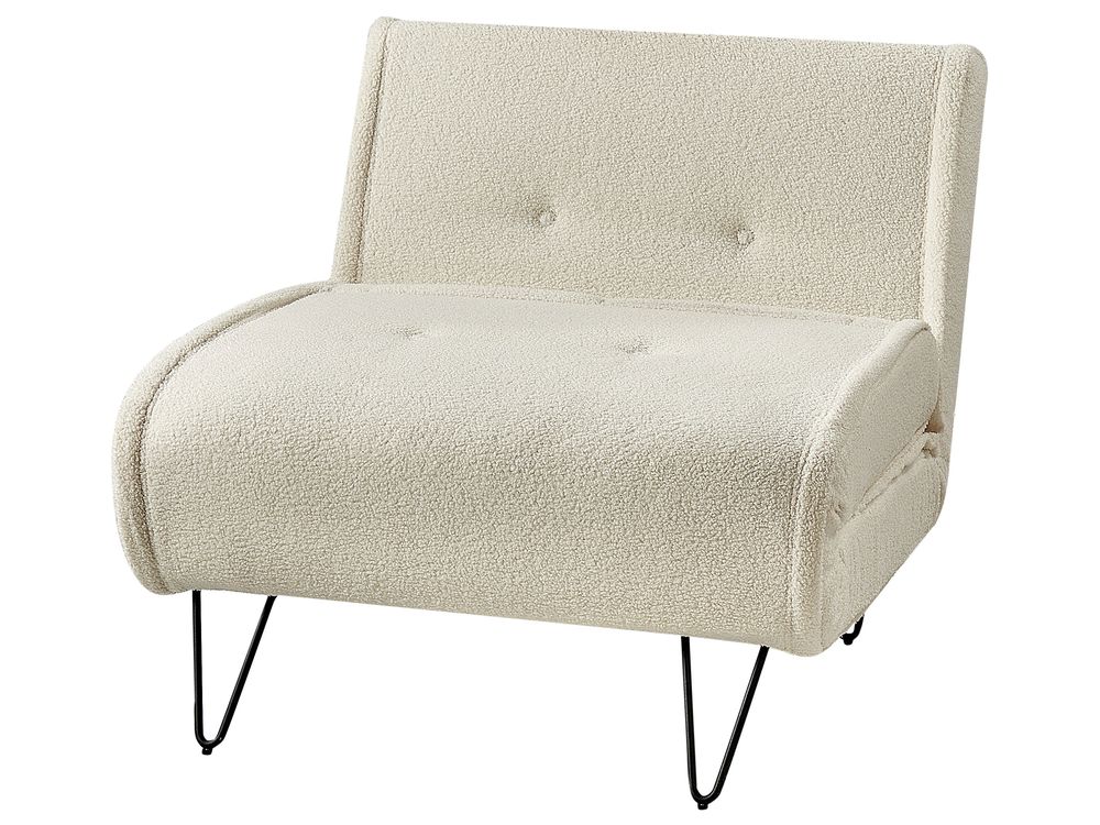 Divano Letto ad 1 Posto In Tessuto bouclè beige chiaro stile elegante glamour