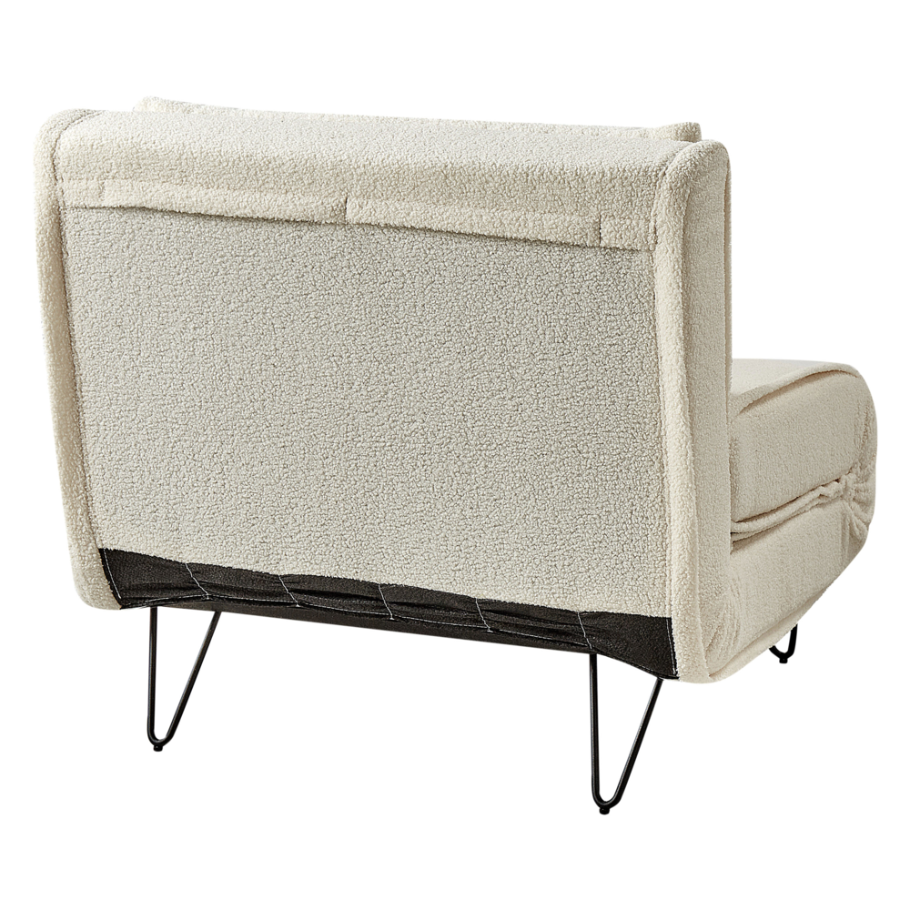 Divano Letto ad 1 Posto In Tessuto bouclè beige chiaro stile elegante glamour