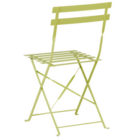 Set da bistrot da 3 pezzi in metallo verde lime con schienale a doghe pieghevole all'aperto