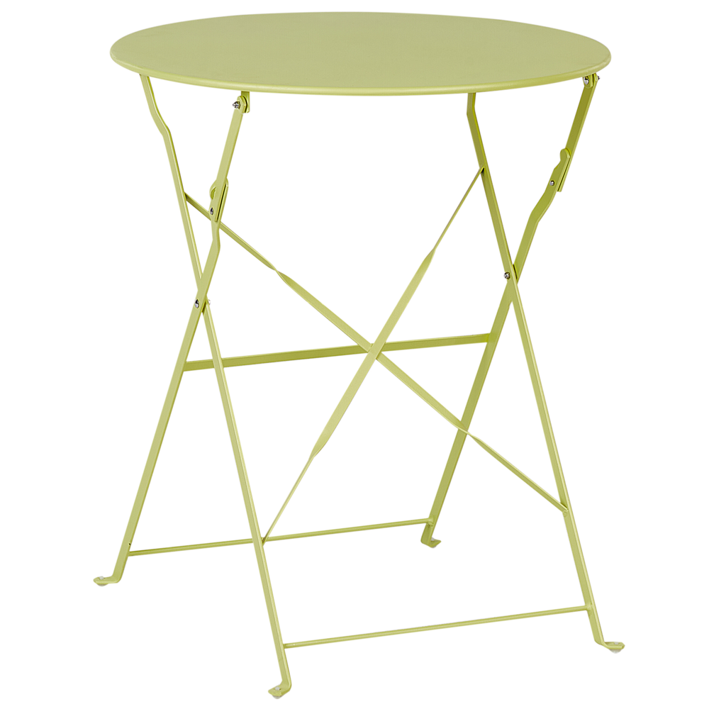 Set da bistrot da 3 pezzi in metallo verde lime con schienale a doghe pieghevole all'aperto