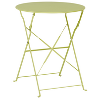 Set da bistrot da 3 pezzi in metallo verde lime con schienale a doghe pieghevole all'aperto