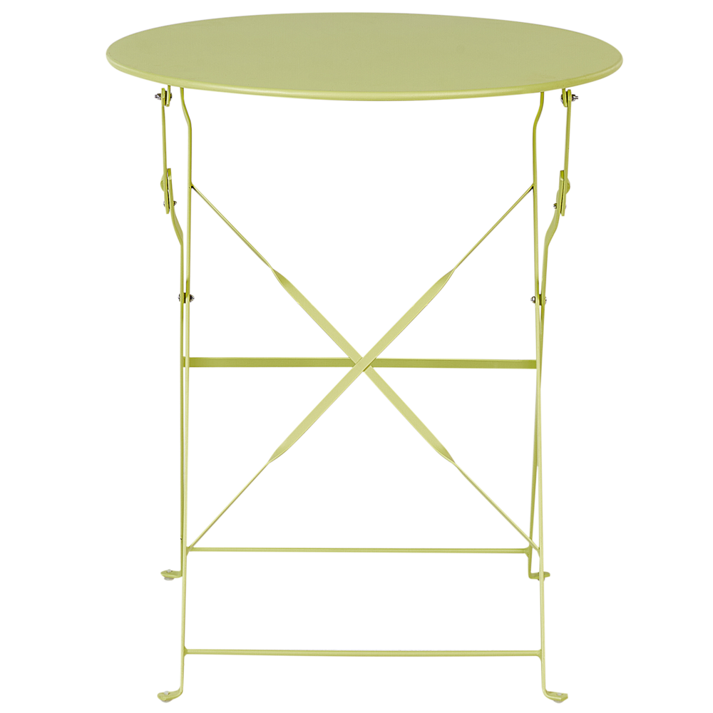 Set da bistrot da 3 pezzi in metallo verde lime con schienale a doghe pieghevole all'aperto