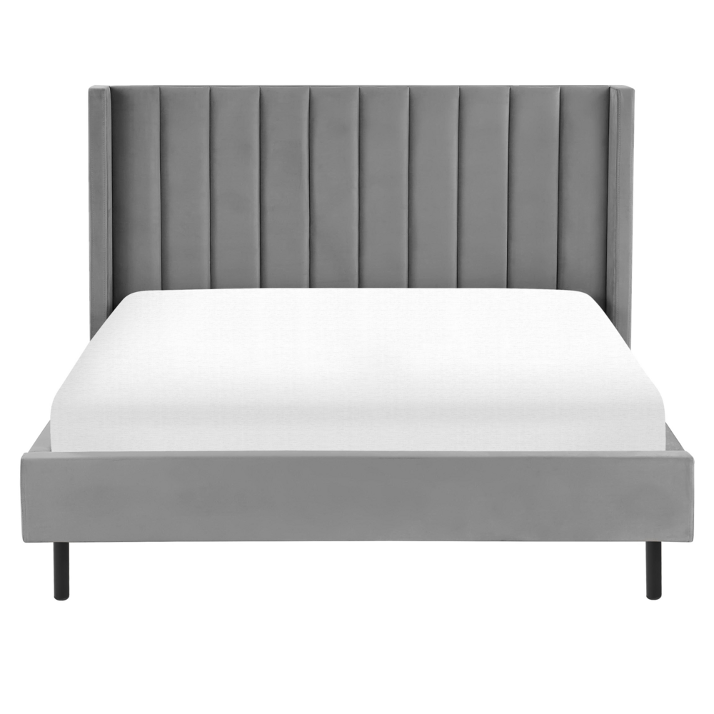 Letto matrimoniale 160 x 200 cm Rete a doghe in velluto grigio