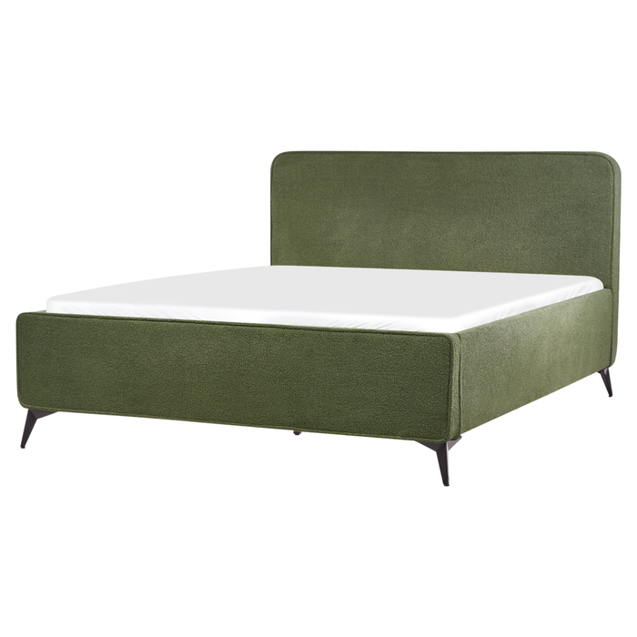 Letto matrimoniale in bouclé con struttura a doghe verde 160 x 200 cm stile classico camera da letto
