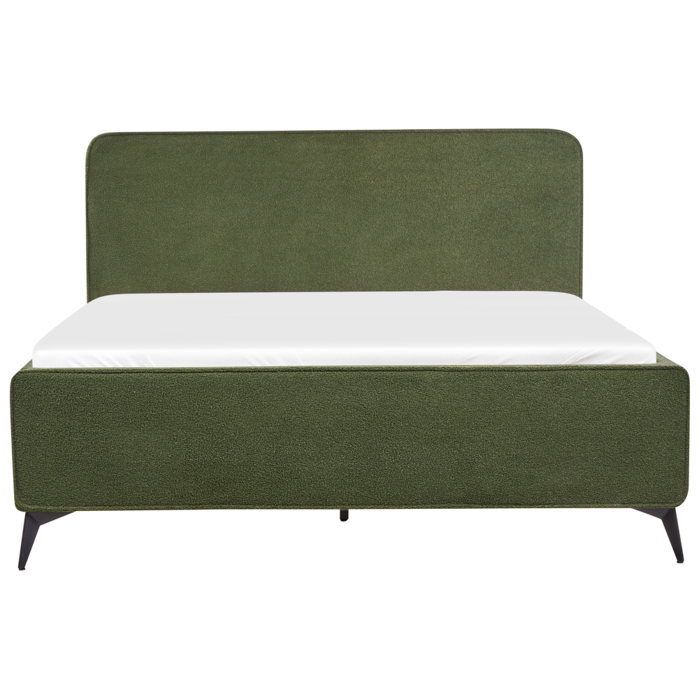 Letto matrimoniale in bouclé con struttura a doghe verde 160 x 200 cm stile classico camera da letto