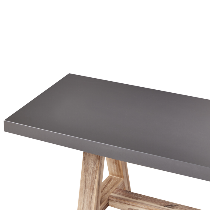 Panca da giardino in cemento 200 cm base in legno di acacia grigio chiaro stile industriale