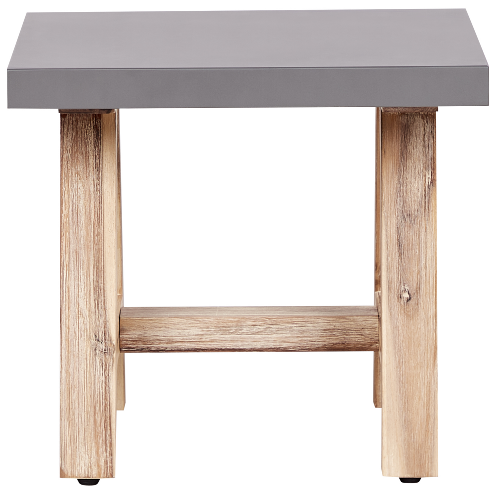 Sgabello da giardino per esterni in cemento con gambe in legno d'acacia grigio stile industriale