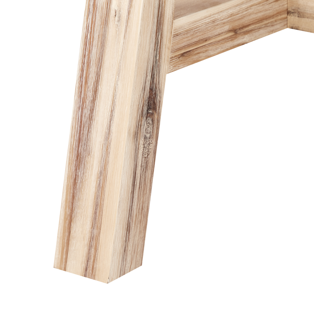 Sgabello da giardino per esterni in cemento con gambe in legno d'acacia grigio stile industriale