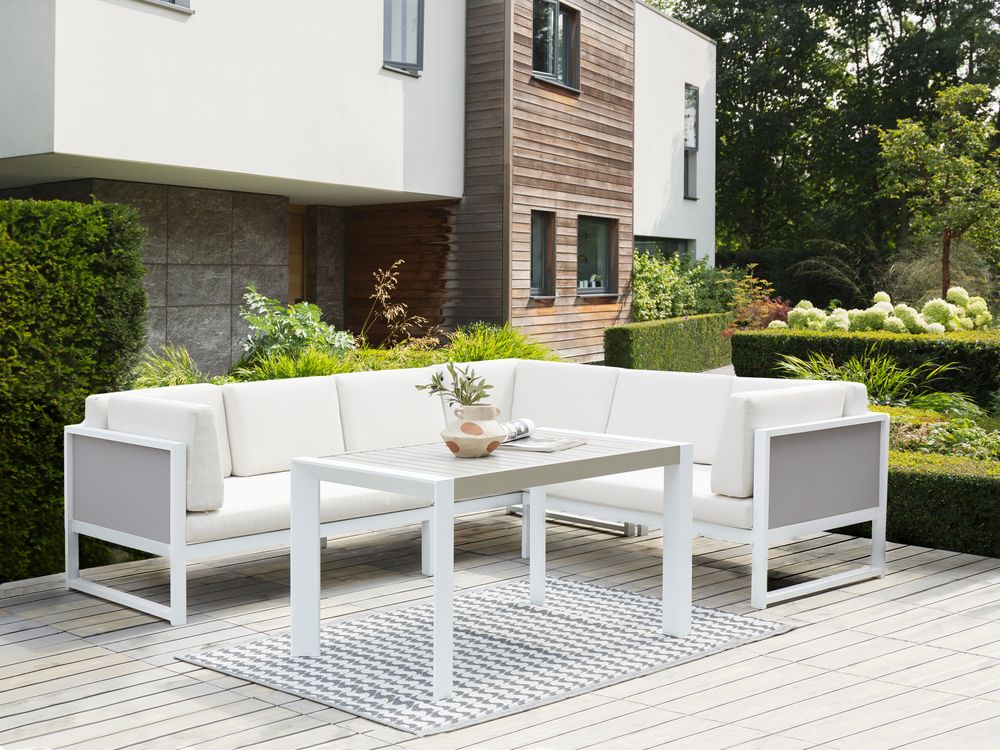 Set di Copricuscini per giardino bianco sporco resistente ai raggi UV con cerniera