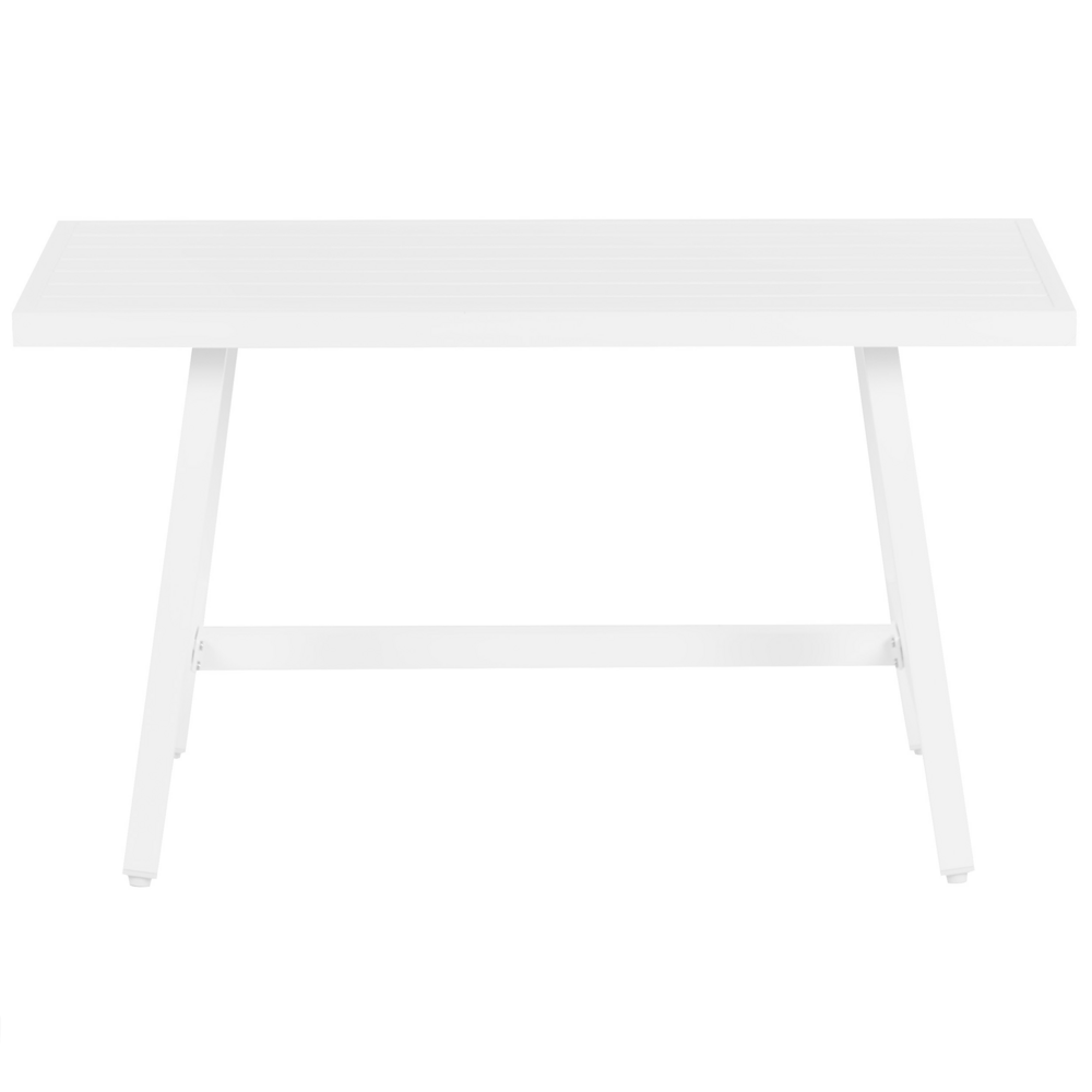 Tavolo da pranzo per esterni Bianco Alluminio Piano a doghe 120 x 64 cm Rettangolare per esterni Moderno Industriale