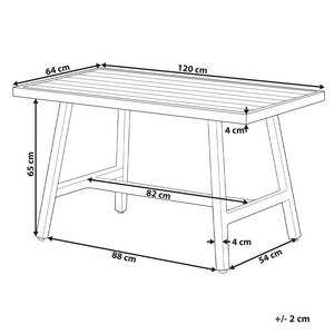 Tavolo da pranzo per esterni Bianco Alluminio Piano a doghe 120 x 64 cm Rettangolare per esterni Moderno Industriale