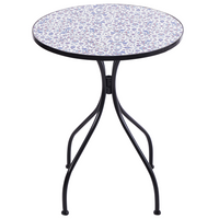 Set da bistrot da giardino in metallo nero con motivo a mosaico blu e telaio in ferro stile vintage