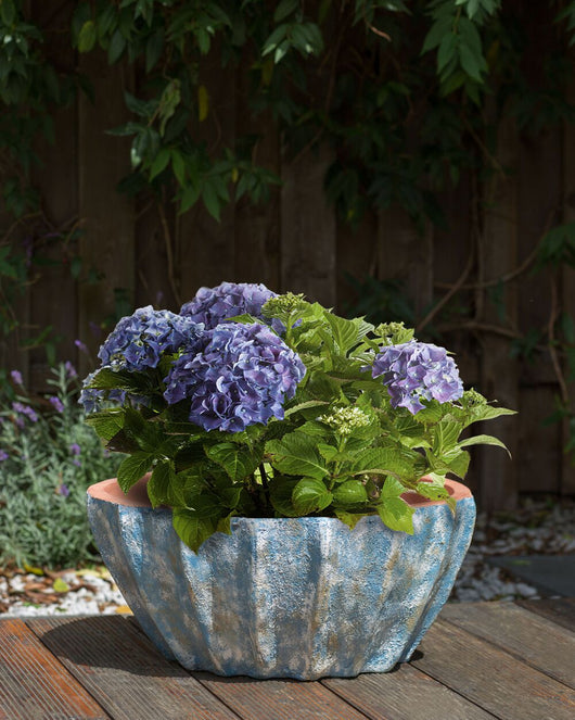 Vaso ovale per piante da giardino in terracotta blu ⌀ 51 cm per interni ed esterni