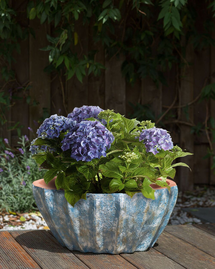 Vaso ovale per piante da giardino in terracotta blu ⌀ 51 cm per interni ed esterni